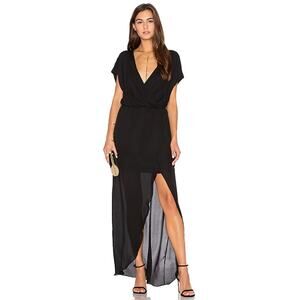 Rory Beca Maid Plaza Black 100% Silk Draped Maxi Gown Dress S